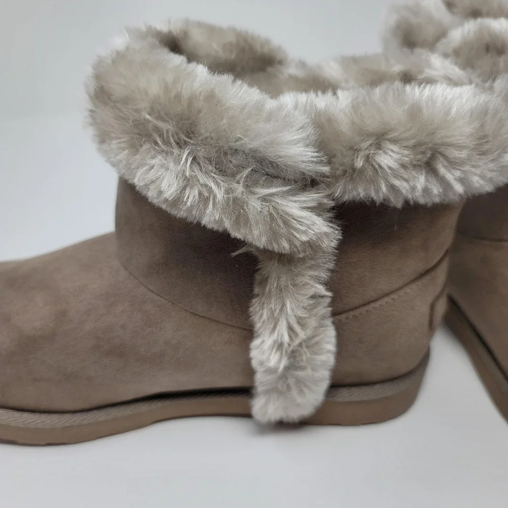 Makalu YADRA‎ Taupe Brown Faux Fur Lined Winter Ankle Boots Booties Women's Sz 8 - Picture 9 of 12